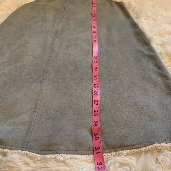 Paper Crane Dress Faux Suede Crochet Lace Trim in Gray Sz S - Picture 4 of 5